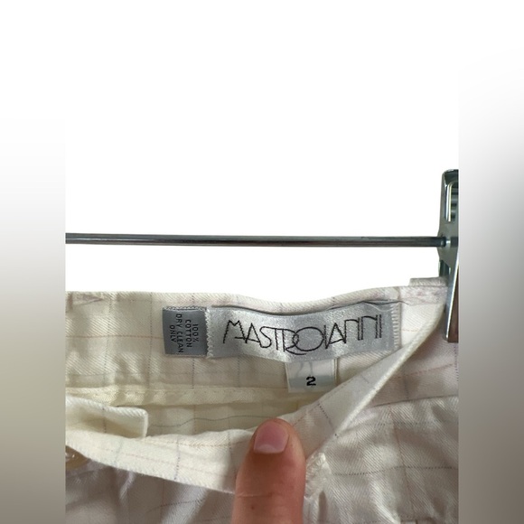 Vintage wide leg white and pastel trouser pants - Picture 3 of 4